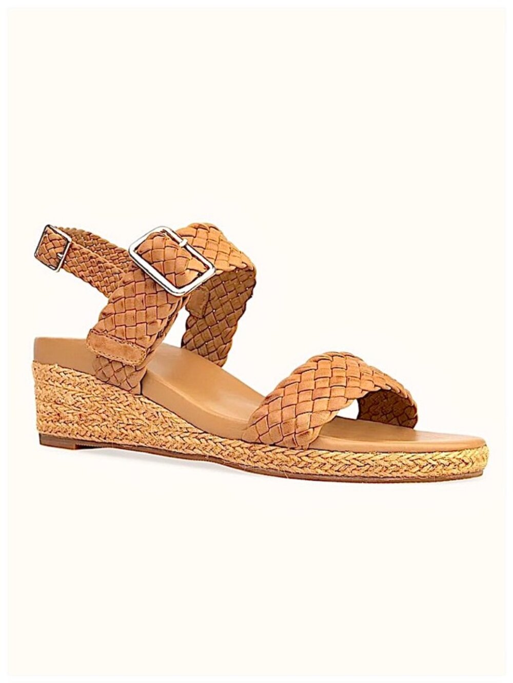 NIB Bared Gallito Tan Woven Leather Espadrille Wedge Sandals